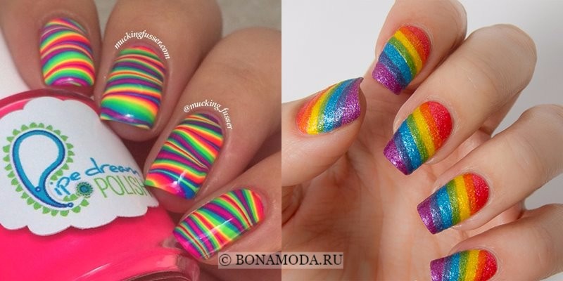 Радужный маникюр: новинки, красивый нейл-арт на фото