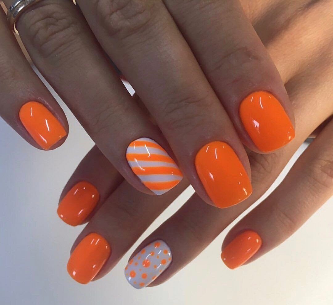 Оранжевый маникюр, опробуем апельсиновый nail art