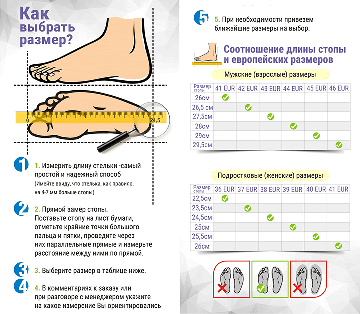 Как выбрать размер кроссовок