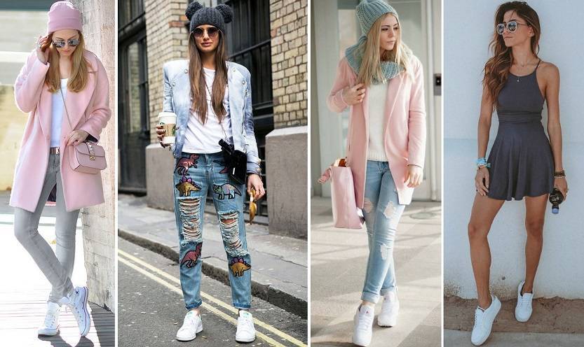 С чем носить белые кеды