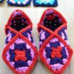 Тапочки из квадратов крючком
