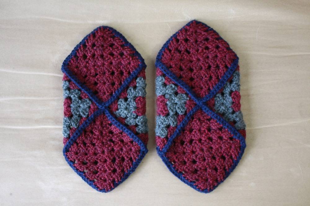 Тапочки из квадратов крючком