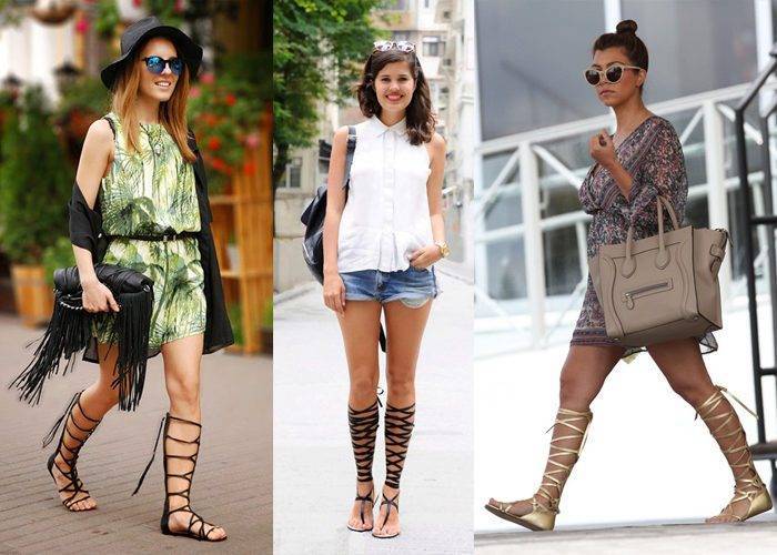 С чем носить женские сандалии-гладиаторы 