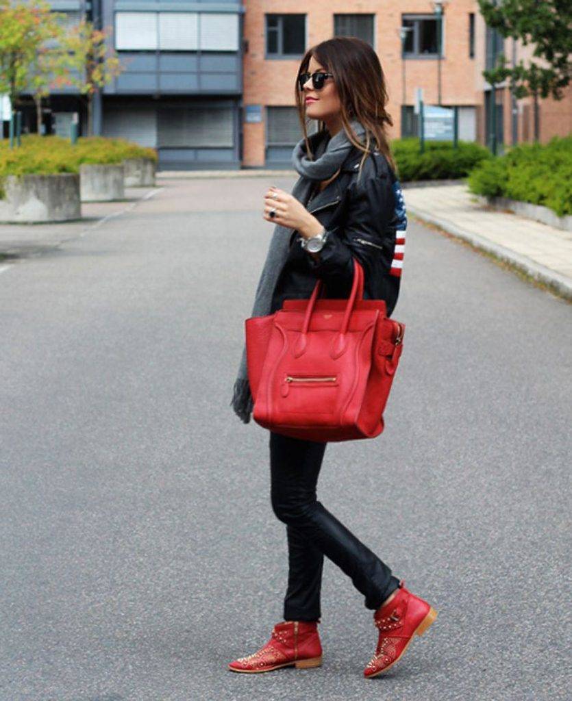 С чем носить красные ботинки 