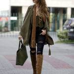 С чем носить сапоги цвета хаки