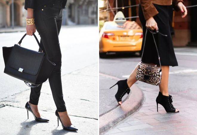 С чем носить чёрные туфли на каблуке 