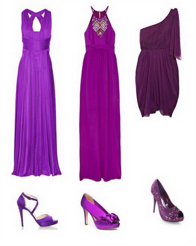 С чем носить фиолетовые туфли 
