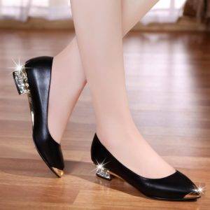 Женские туфли на низком каблуке: фото