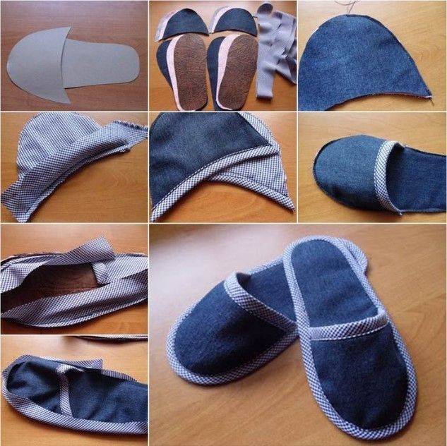 Тапочки из джинсов своими руками