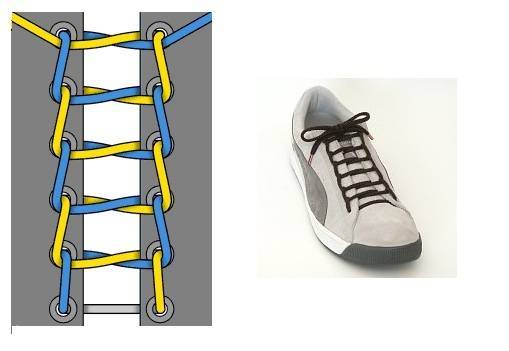 Шнуровка ботинок с 6-ю дырками