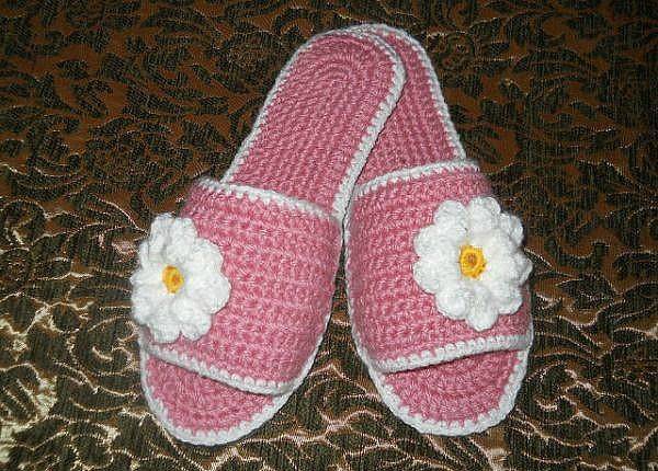 Тапочки-шлёпанцы крючком: схемы