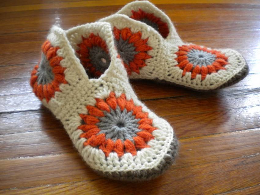Тапочки крючком из шестиугольников