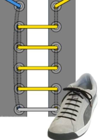 Шнуровка ботинок с 5-ю дырками