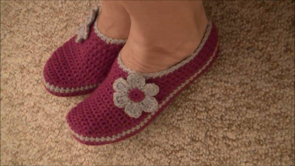 Тапочки крючком на войлочной подошве