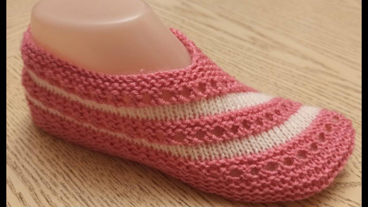 Вязание тапочек на двух спицах без шва