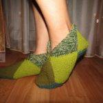 Тапочки из квадратов спицами