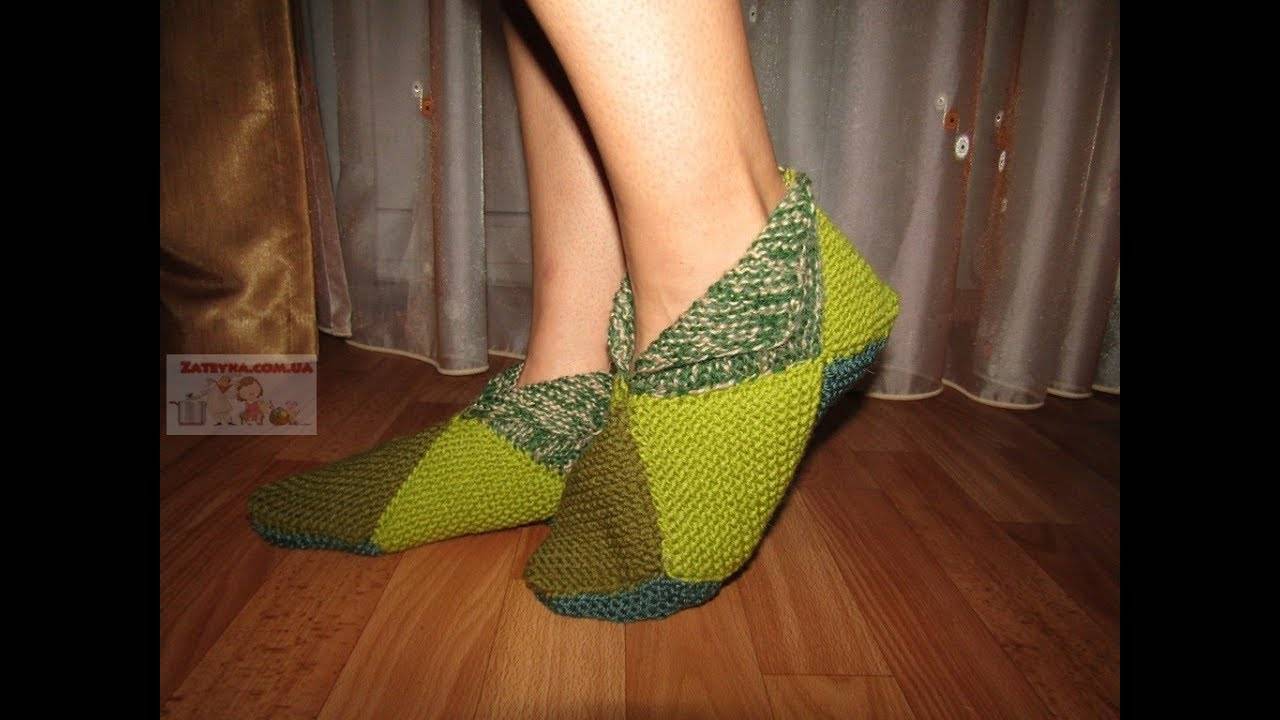 Тапочки из квадратов спицами