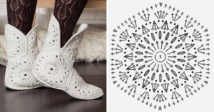 Вязанные тапочки крючком на подошве