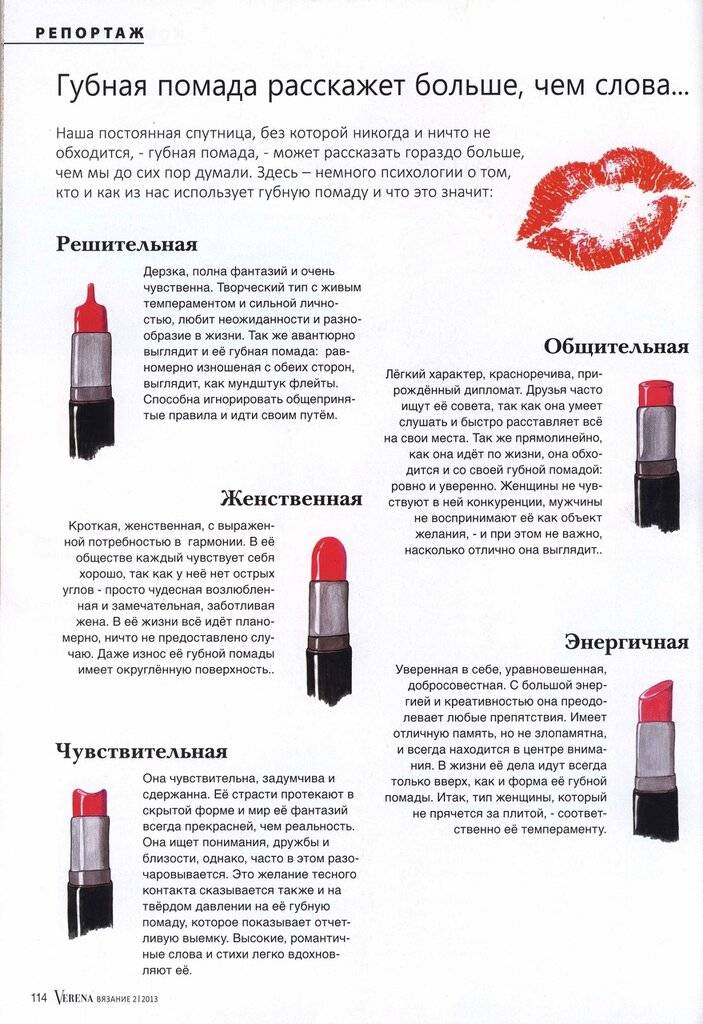 Как определить характер по форме губной помады?
