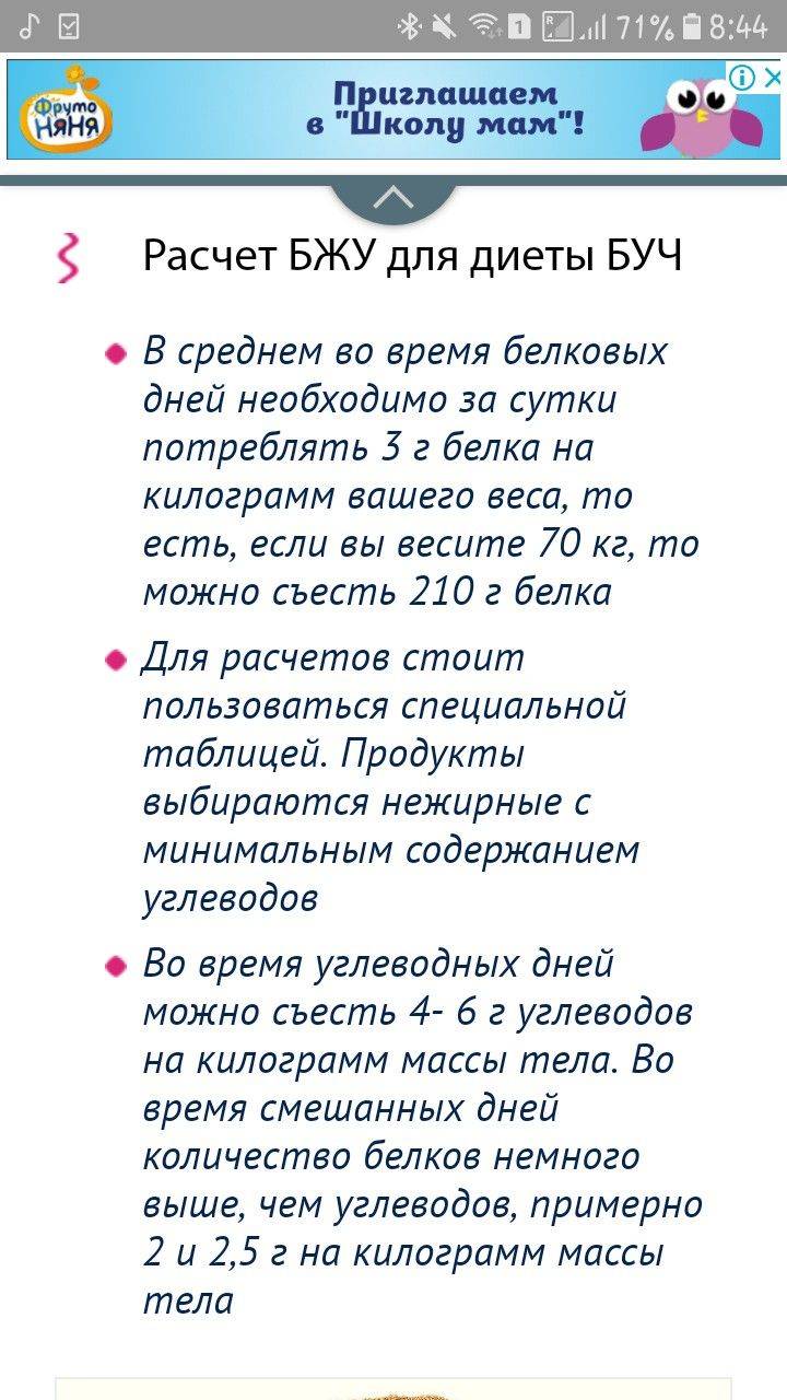 Буч – диета на белоково-углоеводном чередовании