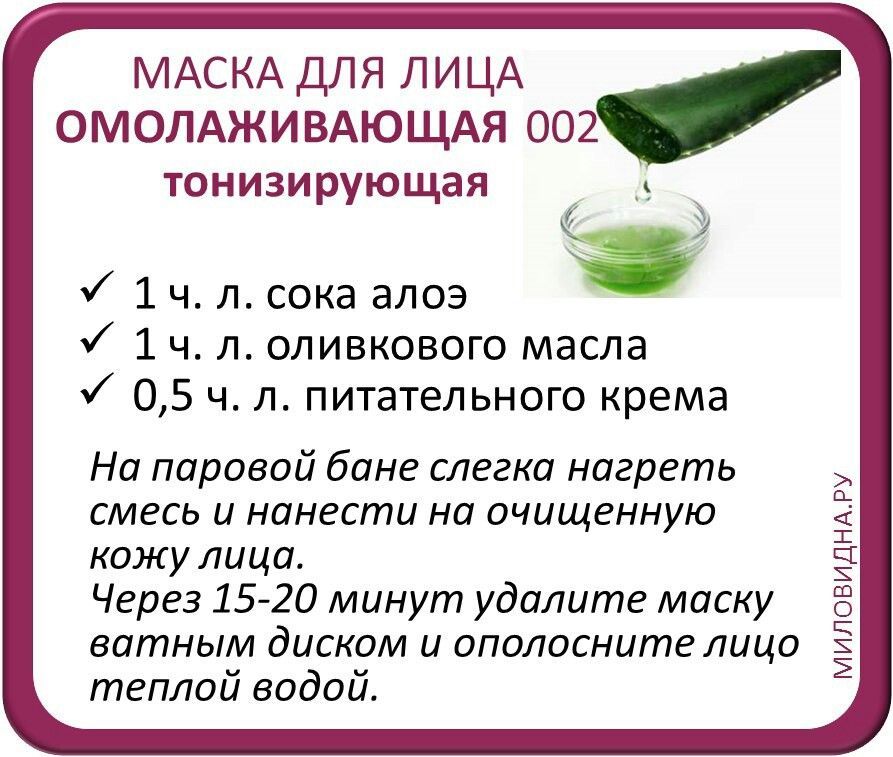 Алоэ от морщин - 14 рецептов для любого типа кожи
