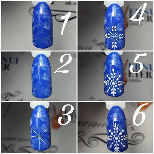 Как нарисовать снежинку гель-лаком на ногтях