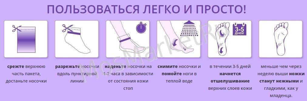 Носочки для педикюра отшелушивающие – отзывы, фото, инструкция